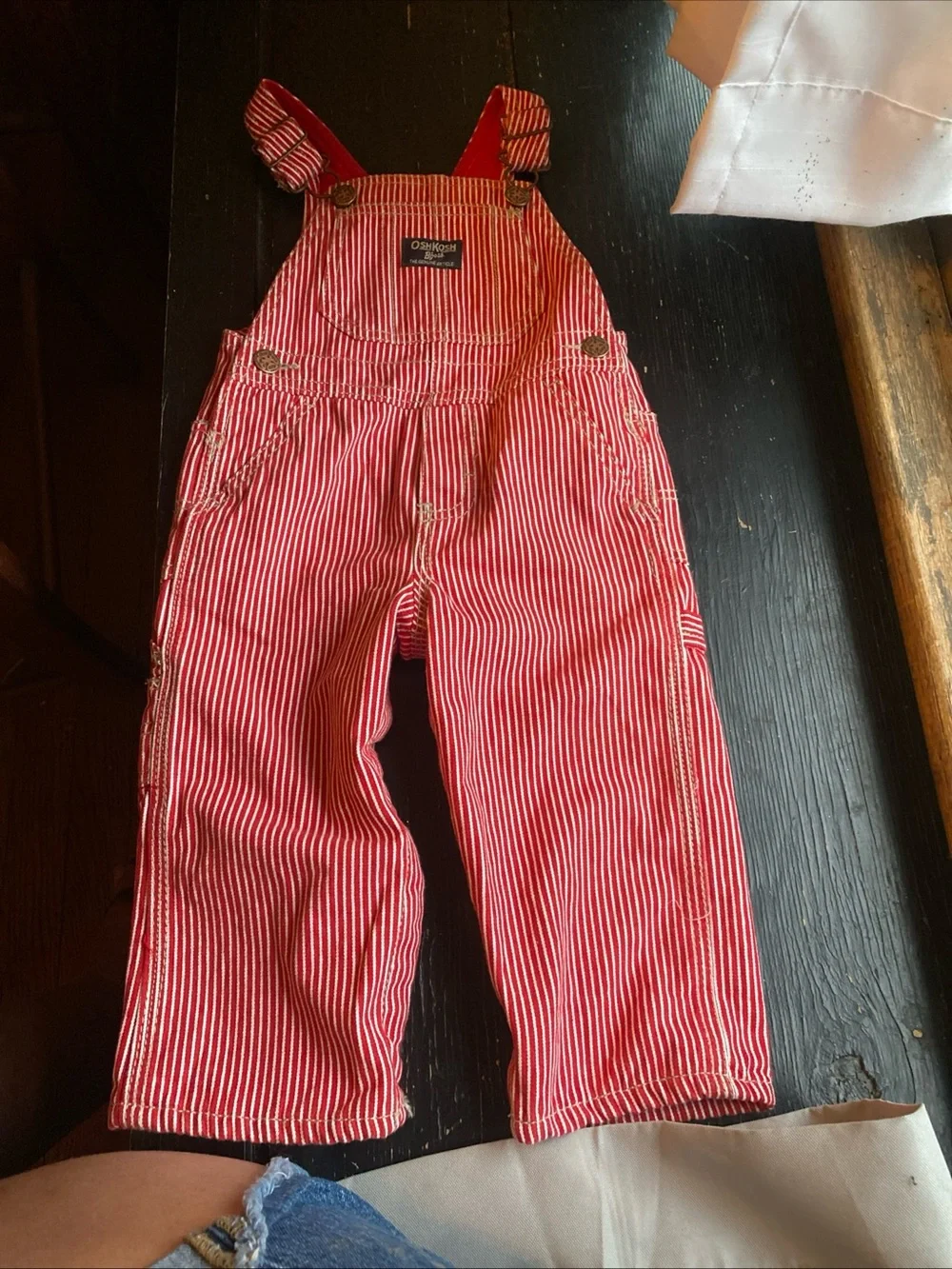 OshKosh B'gosh Red and White Stripe Toddler Overalls